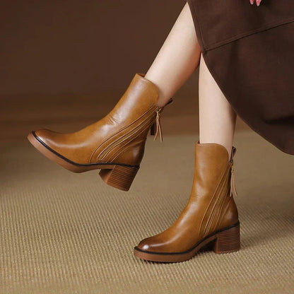 Bottines à Talon Plat pour Femmes avec Fermeture Zippée | Idéales pour un Usage Quotidien