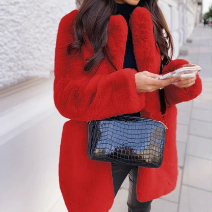 Manteau Mi-Long avec Finition en Fausse Fourrure pour Femme | Idéal pour l’Automne et l’Hiver