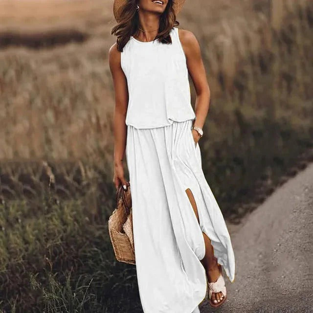 Robe Longue Noire avec Fente Haute pour Femme | Idéale pour les Soirées