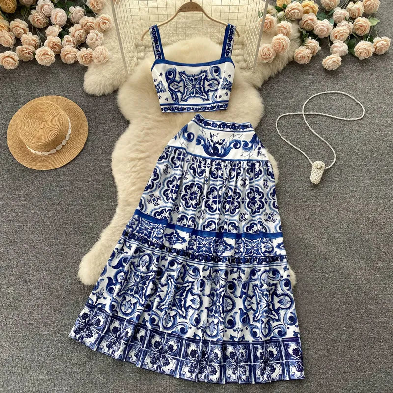 Ensemble Haut Et Jupe Longue 2 Pièces À Motif Floral Pour Femme | Idéal Pour Printemps Et Été