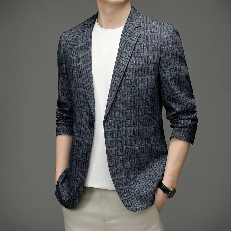 Blazer Pour Homme Avec Motif Géométrique Et Coupe Standard Pour Adulte | Idéal Pour Usage Formel Et Semi-Formel