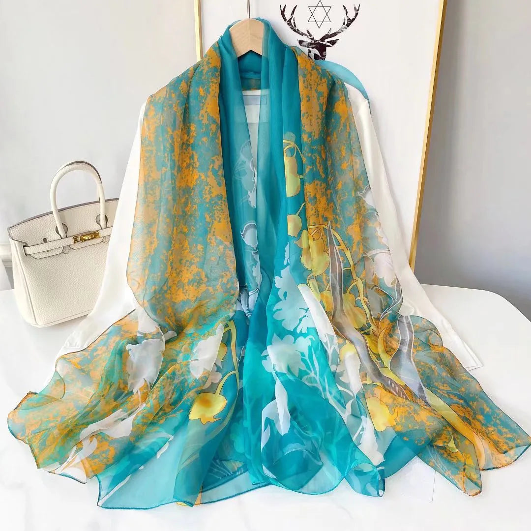 Écharpe Légère À Motif Paysage Pour Femmes | Idéale Pour Le Printemps Et L’Été