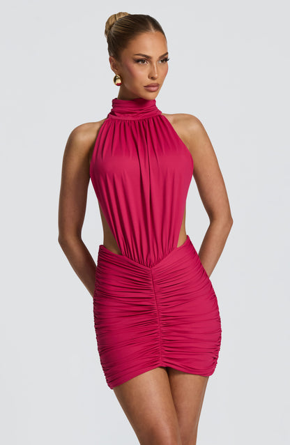 Mini Robe À Col Montant Et Dos Ouvert Pour Femme | Idéale Pour Les Soirées Et Les Occasions Estivales