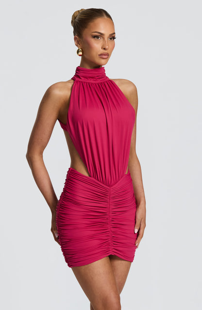 Mini Robe À Col Montant Et Dos Ouvert Pour Femme | Idéale Pour Les Soirées Et Les Occasions Estivales