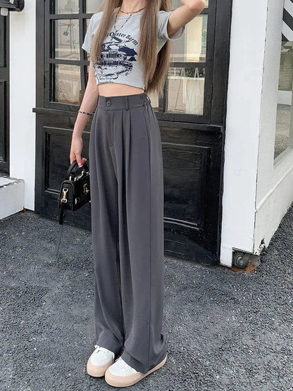 Pantalon Taille Haute Avec Coupe Large Et Fermeture À Bouton Pour Femmes | Idéal Pour Usage Quotidien