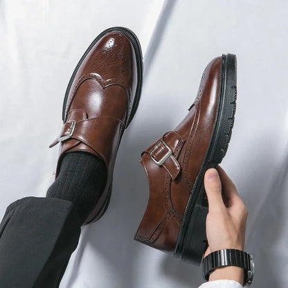 Chaussures monk strap avec perforations brogue pour homme | idéal pour le bureau et les occasions habillées