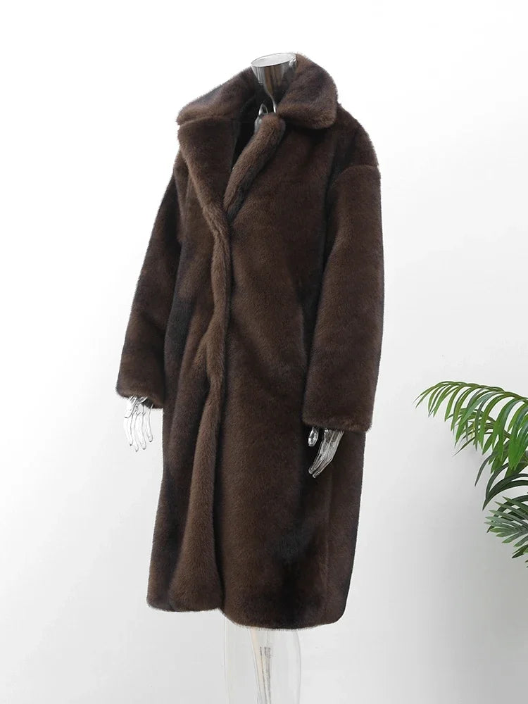 Manteau D’Hiver Long avec Doublure Imitation Fourrure pour Femme | Idéal pour Temps Froid