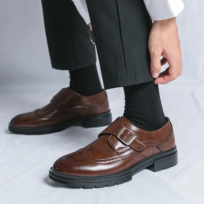 Chaussures monk strap avec perforations brogue pour homme | idéal pour le bureau et les occasions habillées
