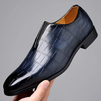 Mocassin pour homme à motif façon croco brillant sans lacets | Idéal pour les occasions habillées et le bureau