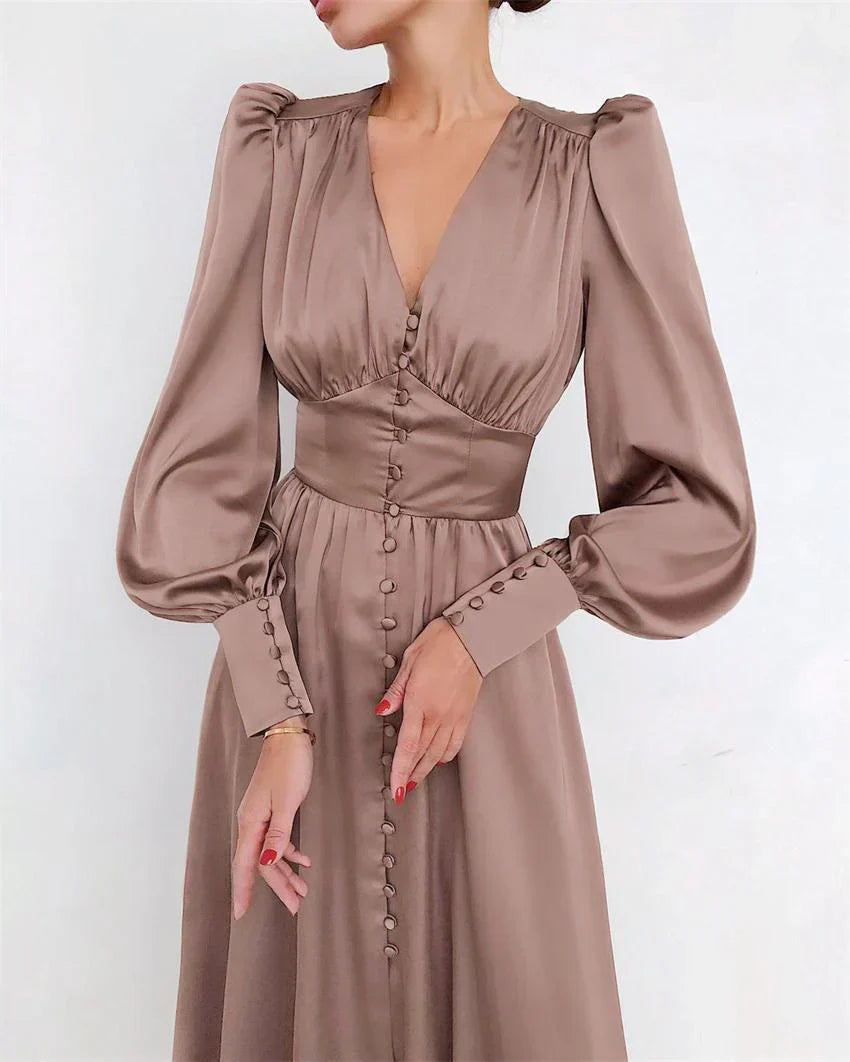 Robe À Manches Lanternes Avec Coupe A Pour Femme | Idéale Pour Des Événements Courants