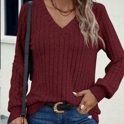 Sweatshirt À Col En V Pour Femme À Manches Longues | Idéal Pour Saison Froide