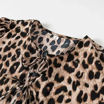 Crop Top à Imprimé Léopard avec Col Rond pour Femme | Idéal pour Usage Quotidien