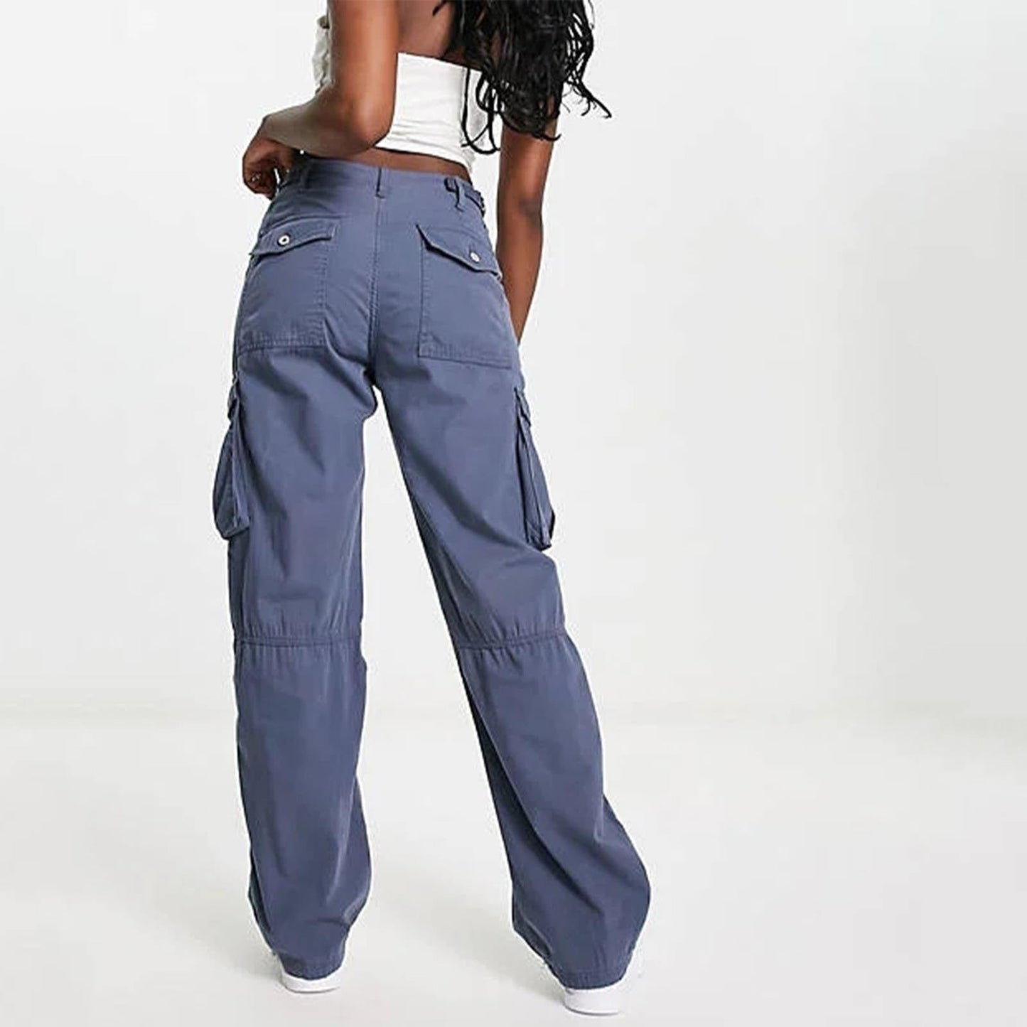 Pantalon Cargo à Taille Haute avec Poches Latérales pour Femme | Idéal pour Tenues Urbaines