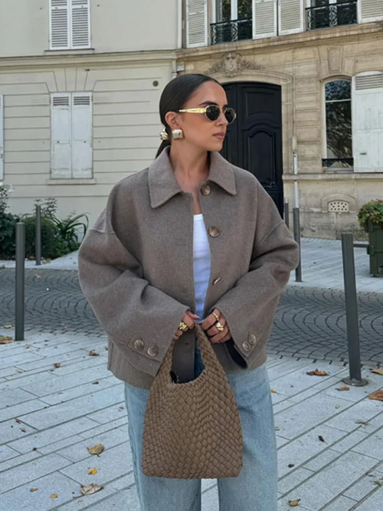 Veste Oversized Avec Boutons Et Col Large Pour Femmes | Idéale Pour Les Saisons Intermédiaires