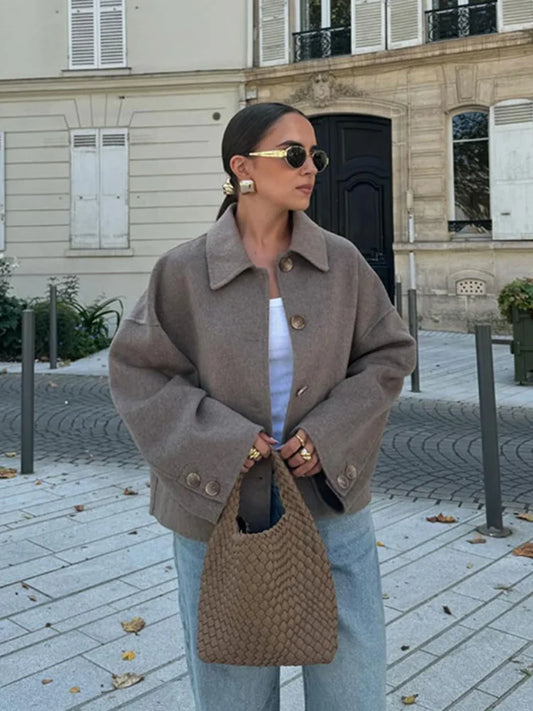 Veste Oversized Avec Boutons Et Col Large Pour Femmes | Idéale Pour Les Saisons Intermédiaires