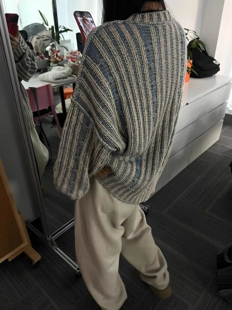 Pull À Rayures avec Coupe Oversize pour Femme | Idéal pour Un Usage Quotidien