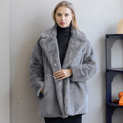 Manteau Mi-Long avec Finition en Fausse Fourrure pour Femme | Idéal pour l’Automne et l’Hiver