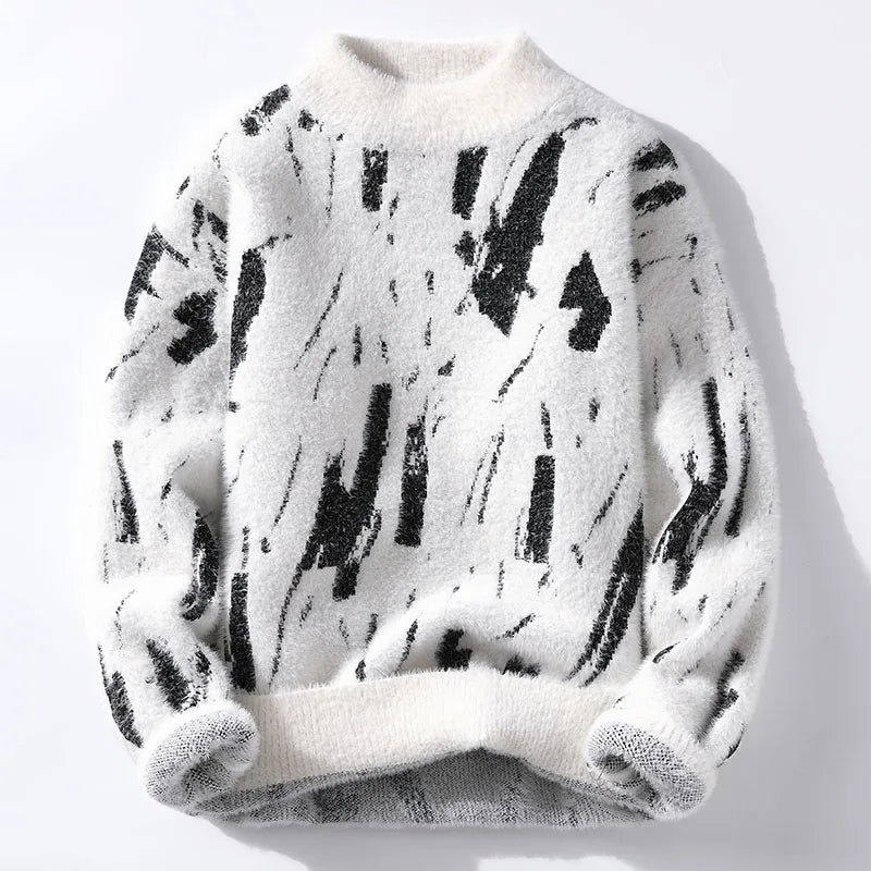 Pull pour Homme avec Motif Abstrait et Col Rond | Idéal pour l’Hiver