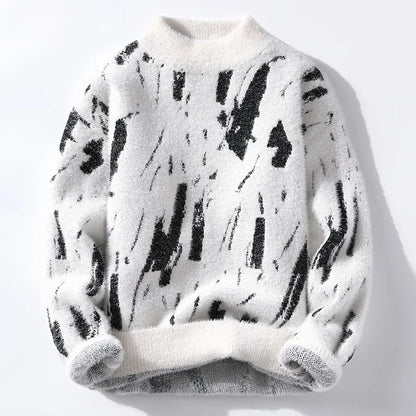 Pull pour Homme avec Motif Abstrait et Col Rond | Idéal pour l’Hiver