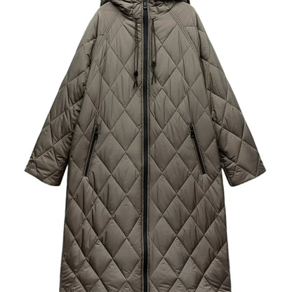 Veste Longue Matelassée avec Capuche Réglable pour Femmes | Idéale pour L’Hiver