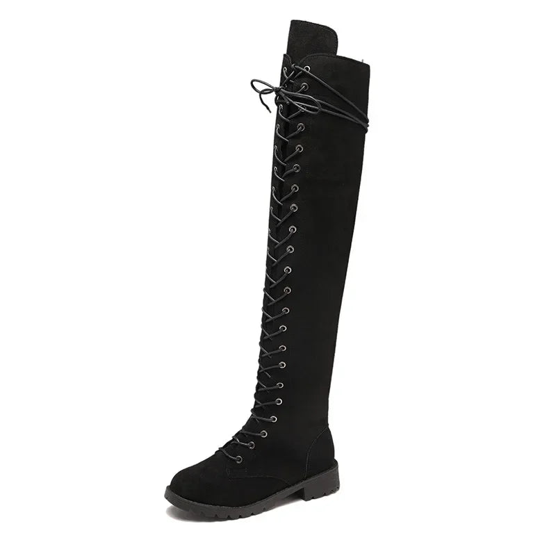 Bottes au-Dessus du Genou avec Laçage pour Femme | Idéal pour Usage Quotidien