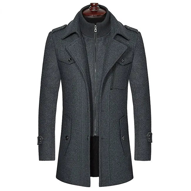 Manteau Long avec Col Amovible pour Homme | Idéal pour Automne et Hiver