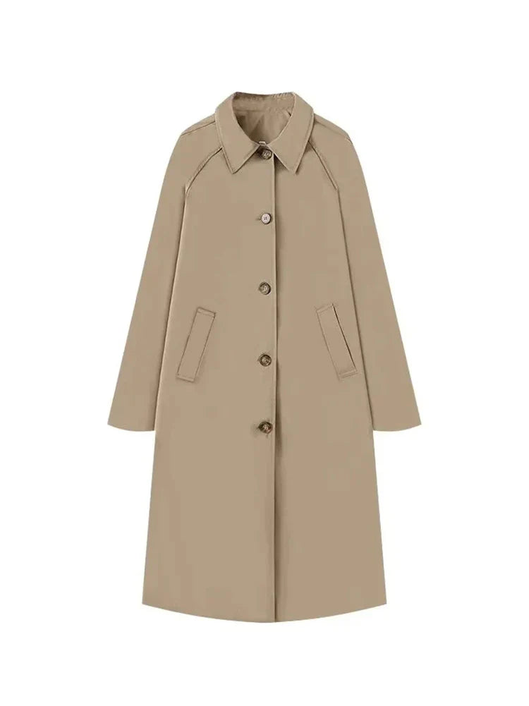 Trench-Coat Oversize à Fermeture Boutonnée et Poches pour Femmes | Ideal for Mi-Saison et Usage Quotidien
