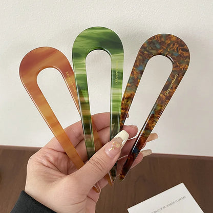 Fourche À Cheveux En U Avec Motif Marbré Pour Femmes | Idéale Pour Les Chignons Et Coiffures Du Quotidien