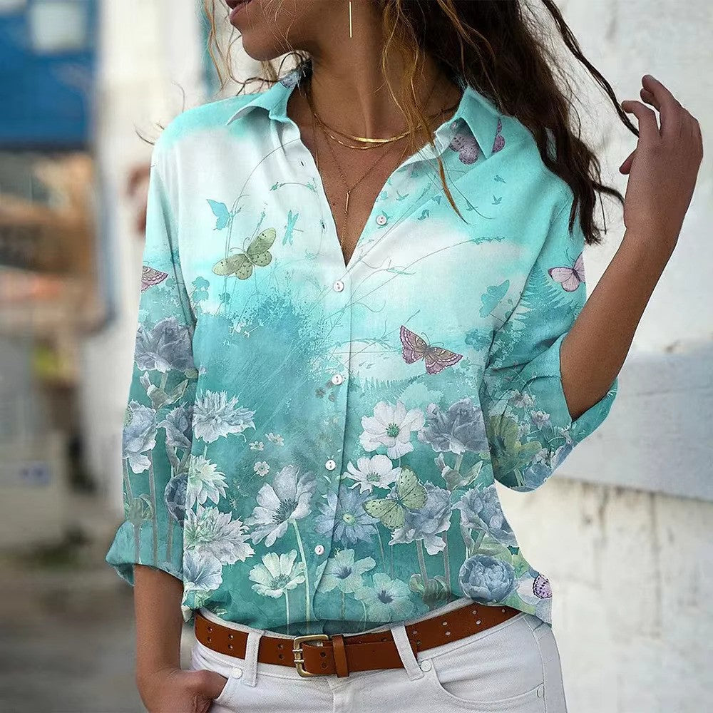 Blouse à Manches Longues avec Imprimé Floral pour Femmes | Idéal pour l’Été