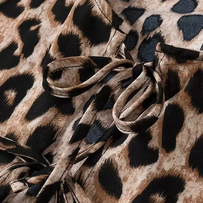 Crop Top à Imprimé Léopard avec Col Rond pour Femme | Idéal pour Usage Quotidien