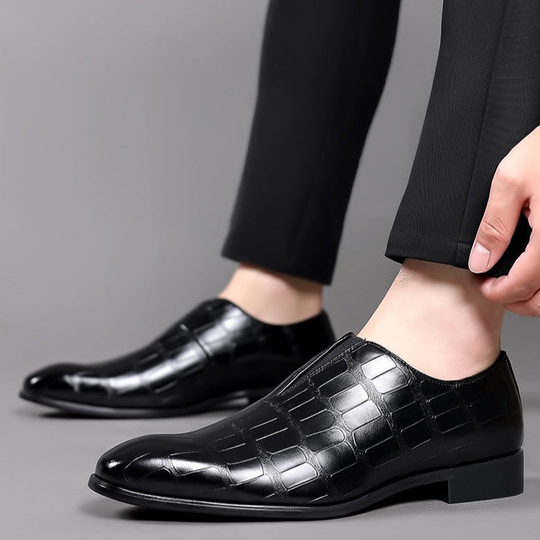 Mocassin pour homme à motif façon croco brillant sans lacets | Idéal pour les occasions habillées et le bureau