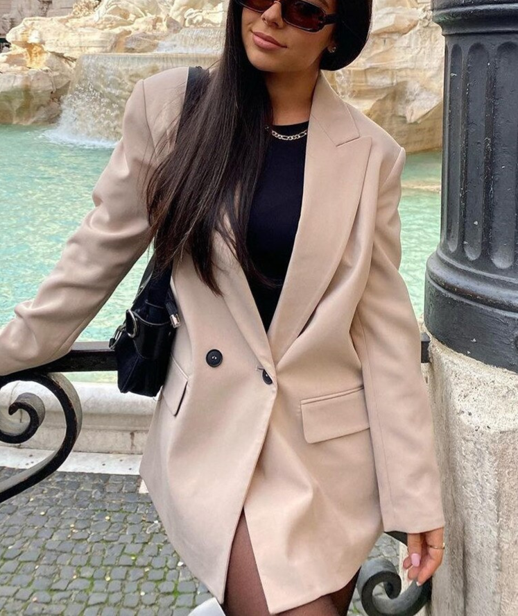 Blazer Croisé Avec Col À Revers Pour Femme | Idéal Pour Le Travail Ou Les Occasions Décontractées