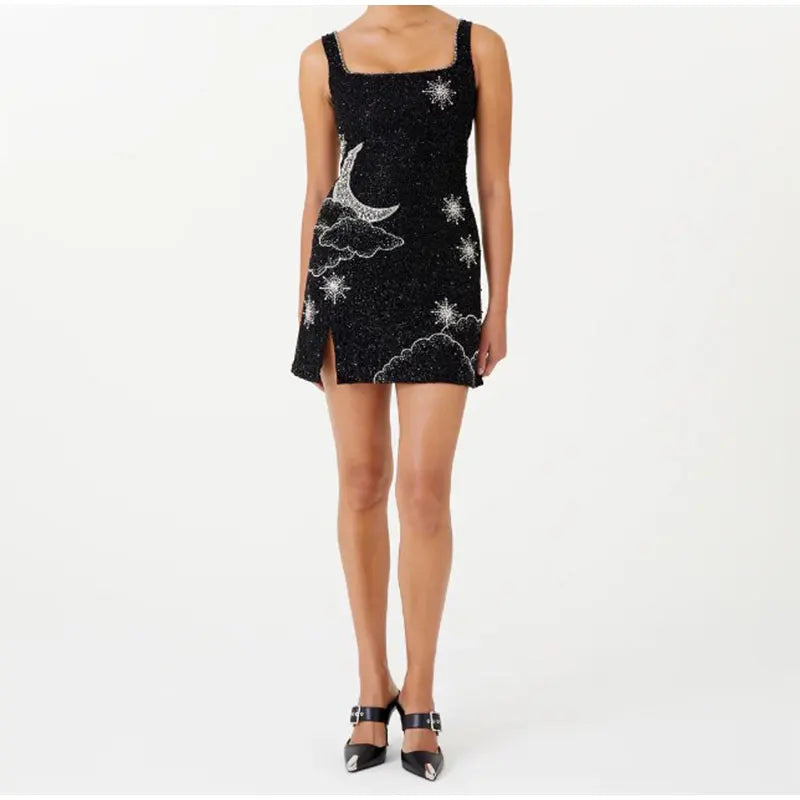 Robe Mini Avec Motifs Lune Et Étoiles Pour Femmes | Idéale Pour Les Soirées Et Occasions