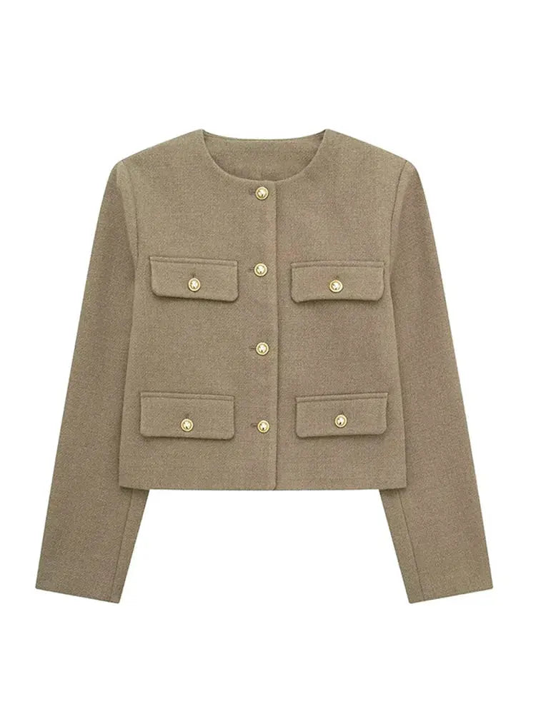 Blazer À Col Rond Avec Coupe Droite Pour Femme | Idéal Pour Le Travail Et Le Quotidien
