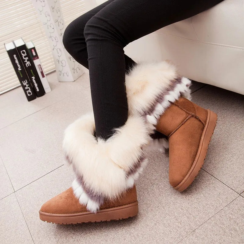 Bottes d’Hiver avec Tige Mi-Haute pour Femmes | Idéal pour Saison Froide