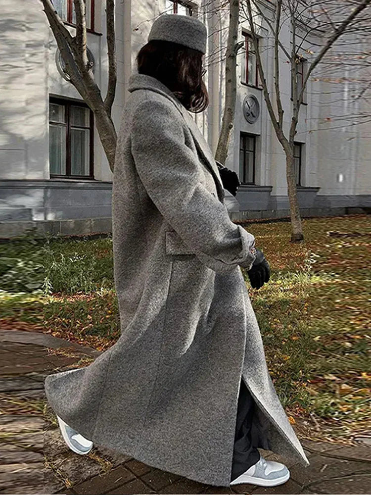 Manteau Long à Col Revers et Double Boutonnage pour Femme | Idéal pour l’Automne et l’Hiver