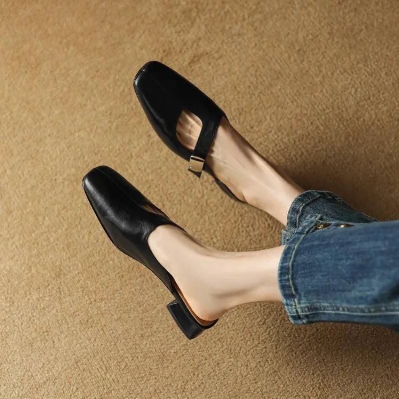 Mules à bout carré avec détail métallique pour femmes | Idéales pour le printemps et l’été