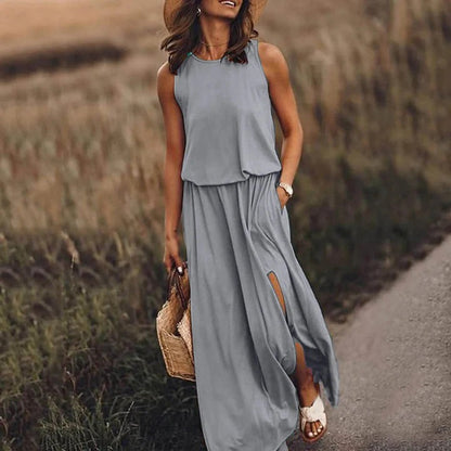 Robe Longue Noire avec Fente Haute pour Femme | Idéale pour les Soirées