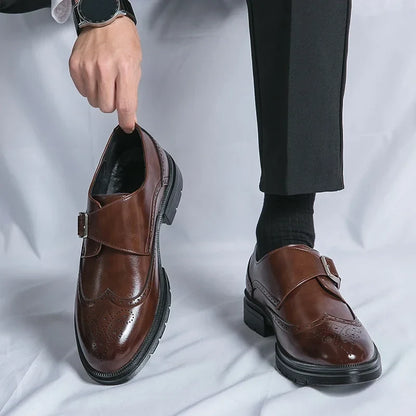 Chaussures monk strap avec perforations brogue pour homme | idéal pour le bureau et les occasions habillées