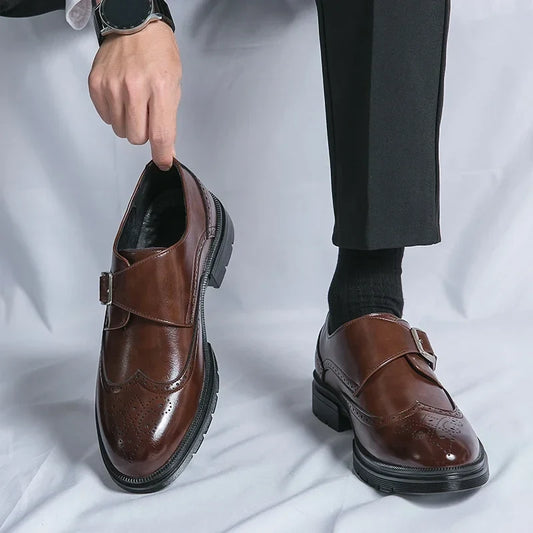 Chaussures monk strap à perforations brogue pour hommes