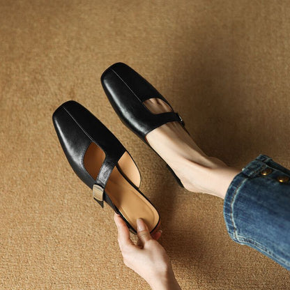Mules à bout carré avec détail métallique pour femmes | Idéales pour le printemps et l’été