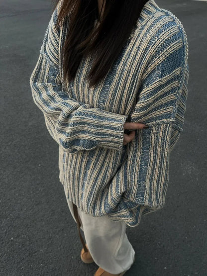 Pull À Rayures avec Coupe Oversize pour Femme | Idéal pour Un Usage Quotidien