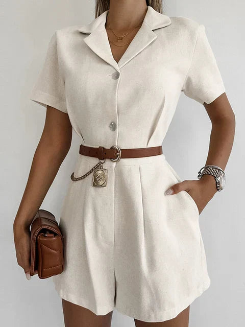 Combinaison Avec Coupe Simple Et Manches Courtes Pour Femmes | Idéal Pour Bureau Et Saison Chaude