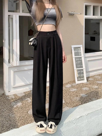 Pantalon Taille Haute Avec Coupe Large Et Fermeture À Bouton Pour Femmes | Idéal Pour Usage Quotidien