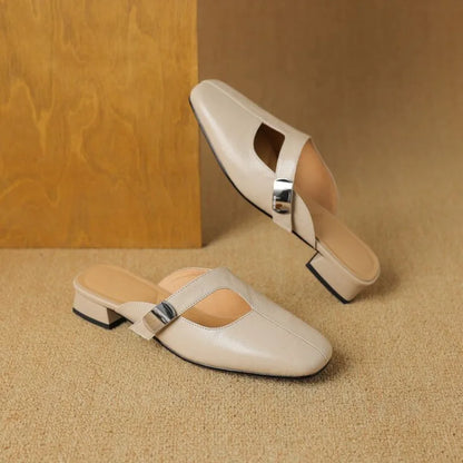 Mules à bout carré avec détail métallique pour femmes | Idéales pour le printemps et l’été