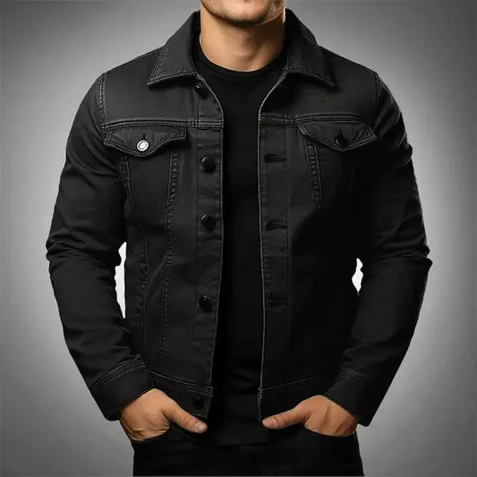 Veste en Jean avec Poches et Fermeture à Boutons pour Hommes | Idéale pour le Printemps et l’Automne