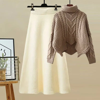 Ensemble Deux Pièces avec Pull Col Montant et Jupe Ajustée pour Femmes | Idéal pour les Sorties Décontractées et les Occasions Formelles