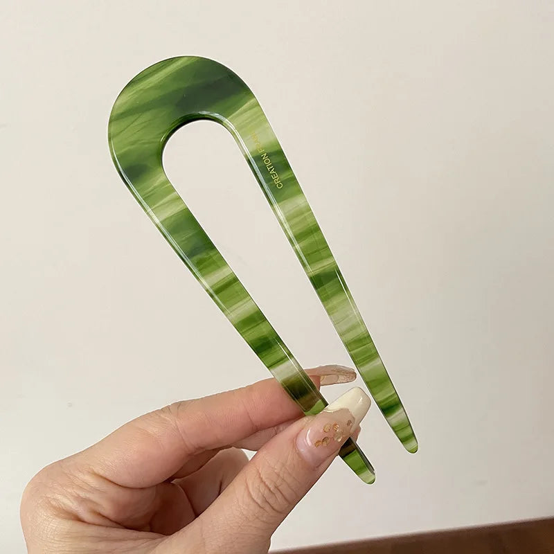 Fourche À Cheveux En U Avec Motif Marbré Pour Femmes | Idéale Pour Les Chignons Et Coiffures Du Quotidien