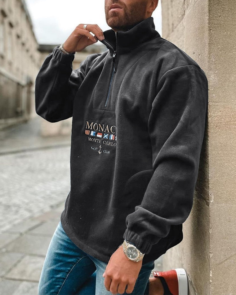 Pull-Over Zippé Homme à Coupe Fonctionnelle pour Usage Quotidien | Idéal pour la Mi-Saison