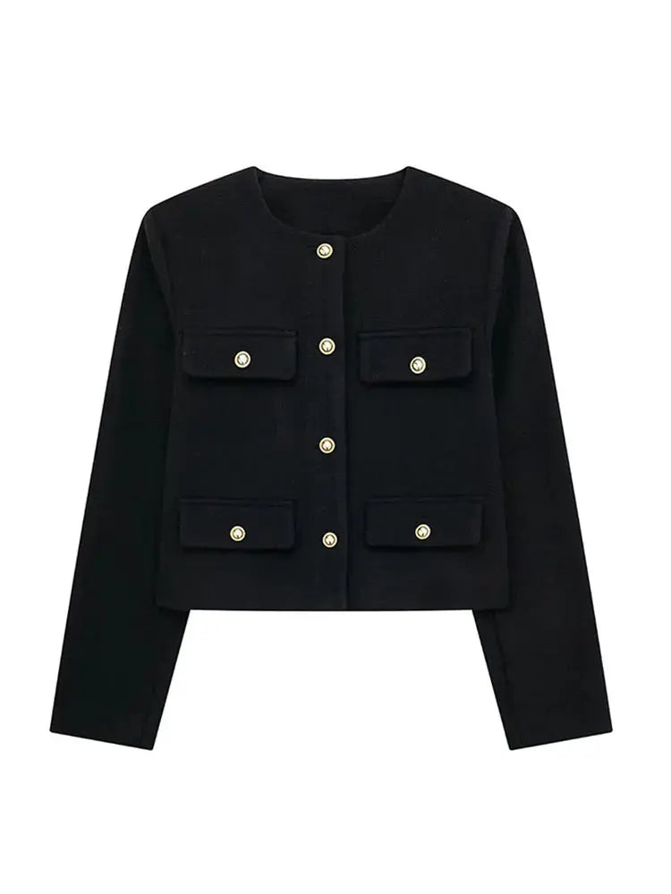 Blazer À Col Rond Avec Coupe Droite Pour Femme | Idéal Pour Le Travail Et Le Quotidien